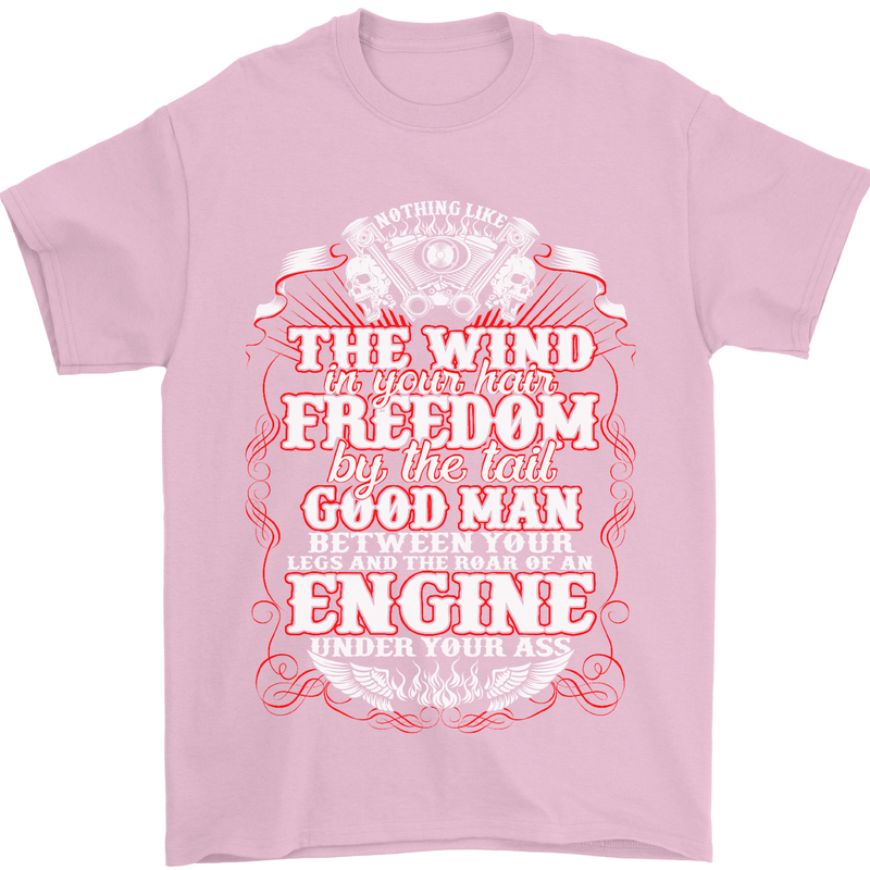 The Wind In Your Hair Funny Biker Motorbike Mens T-Shirt Cotton Gildan Light Pink