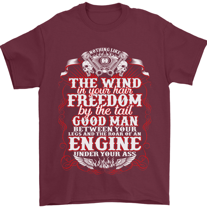 The Wind In Your Hair Funny Biker Motorbike Mens T-Shirt Cotton Gildan Maroon