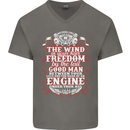 The Wind In Your Hair Funny Biker Motorbike Mens V-Neck Cotton T-Shirt Charcoal