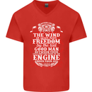 The Wind In Your Hair Funny Biker Motorbike Mens V-Neck Cotton T-Shirt Red