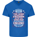 The Wind In Your Hair Funny Biker Motorbike Mens V-Neck Cotton T-Shirt Royal Blue