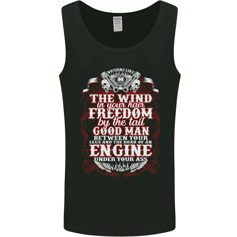 The Wind In Your Hair Funny Biker Motorbike Mens Vest Tank Top Black