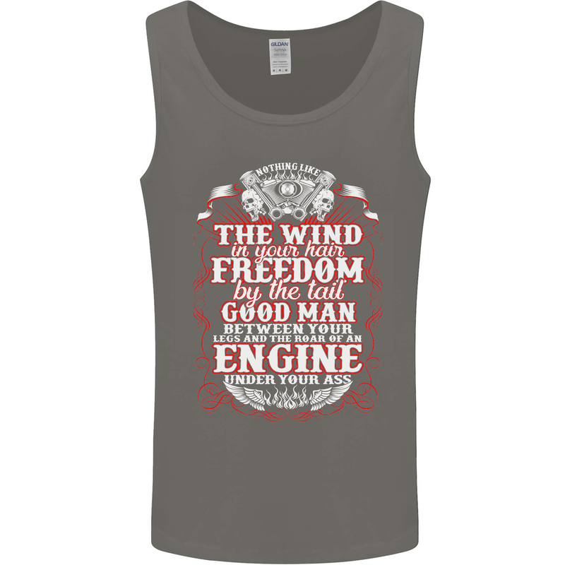 The Wind In Your Hair Funny Biker Motorbike Mens Vest Tank Top Charcoal