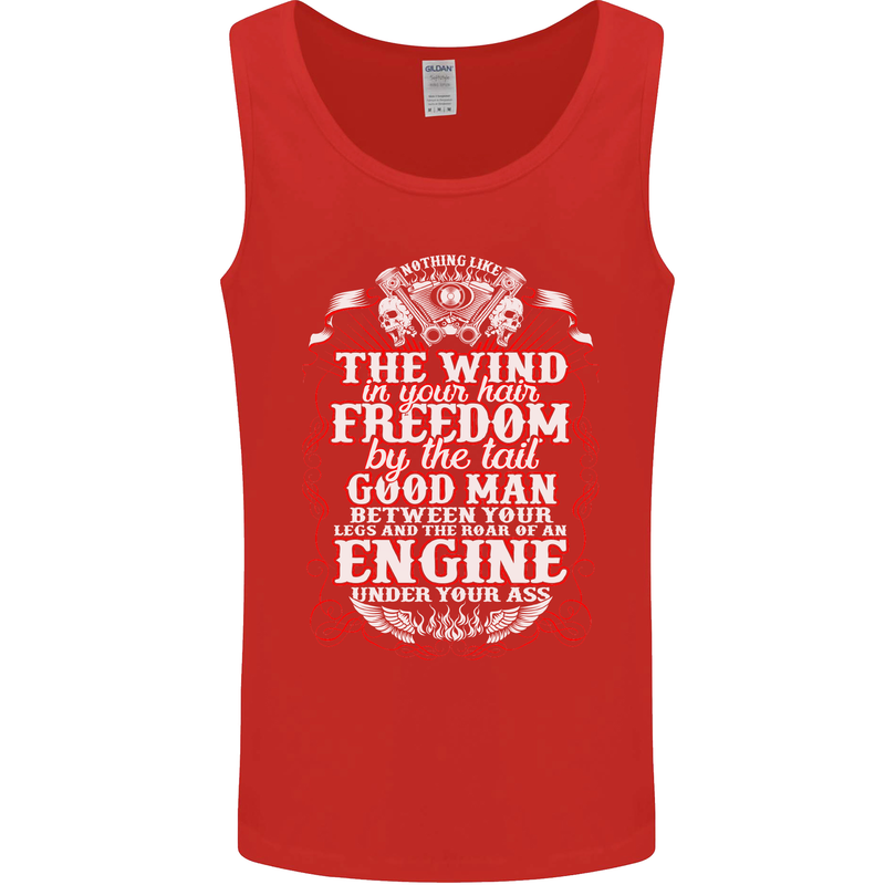 The Wind In Your Hair Funny Biker Motorbike Mens Vest Tank Top Red