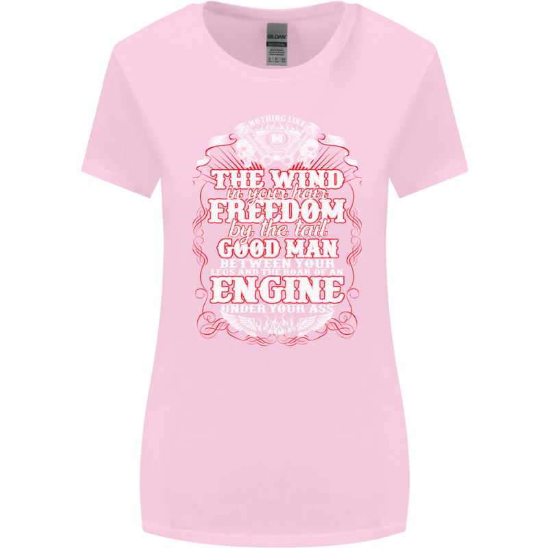 The Wind In Your Hair Funny Biker Motorbike Womens Wider Cut T-Shirt Light Pink