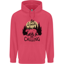 The Woods Calling Camping Trekking Bear Childrens Kids Hoodie Heliconia