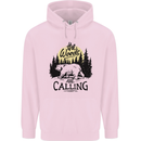 The Woods Calling Camping Trekking Bear Childrens Kids Hoodie Light Pink