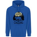 The Woods Calling Camping Trekking Bear Childrens Kids Hoodie Royal Blue