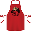 The Woods Calling Camping Trekking Bear Cotton Apron 100% Organic Red