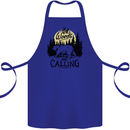 The Woods Calling Camping Trekking Bear Cotton Apron 100% Organic Royal Blue