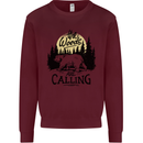 The Woods Calling Camping Trekking Bear Kids Sweatshirt Jumper Maroon