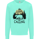 The Woods Calling Camping Trekking Bear Kids Sweatshirt Jumper Peppermint