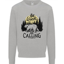 The Woods Calling Camping Trekking Bear Kids Sweatshirt Jumper Sports Grey
