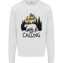 The Woods Calling Camping Trekking Bear Kids Sweatshirt Jumper White