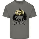 The Woods Calling Camping Trekking Bear Kids T-Shirt Childrens Charcoal