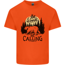 The Woods Calling Camping Trekking Bear Kids T-Shirt Childrens Orange