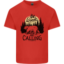 The Woods Calling Camping Trekking Bear Kids T-Shirt Childrens Red
