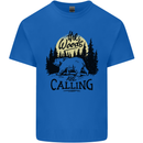 The Woods Calling Camping Trekking Bear Kids T-Shirt Childrens Royal Blue