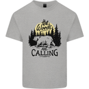 The Woods Calling Camping Trekking Bear Kids T-Shirt Childrens Sports Grey