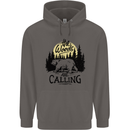 The Woods Calling Camping Trekking Bear Mens 80% Cotton Hoodie Charcoal