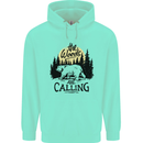 The Woods Calling Camping Trekking Bear Mens 80% Cotton Hoodie Peppermint