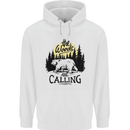 The Woods Calling Camping Trekking Bear Mens 80% Cotton Hoodie White