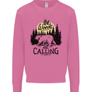 The Woods Calling Camping Trekking Bear Mens Sweatshirt Jumper Azalea