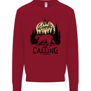 The Woods Calling Camping Trekking Bear Mens Sweatshirt Jumper Red