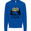 The Woods Calling Camping Trekking Bear Mens Sweatshirt Jumper Royal Blue