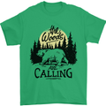 The Woods Calling Camping Trekking Bear Mens T-Shirt 100% Cotton Irish Green