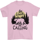 The Woods Calling Camping Trekking Bear Mens T-Shirt 100% Cotton Light Pink
