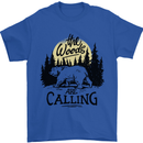 The Woods Calling Camping Trekking Bear Mens T-Shirt 100% Cotton Royal Blue