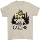 The Woods Calling Camping Trekking Bear Mens T-Shirt 100% Cotton Sand