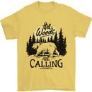 The Woods Calling Camping Trekking Bear Mens T-Shirt 100% Cotton Yellow