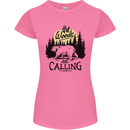 The Woods Calling Camping Trekking Bear Womens Petite Cut T-Shirt Azalea