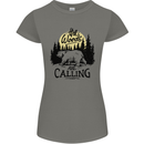 The Woods Calling Camping Trekking Bear Womens Petite Cut T-Shirt Charcoal