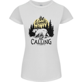 The Woods Calling Camping Trekking Bear Womens Petite Cut T-Shirt White