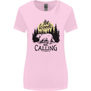 The Woods Calling Camping Trekking Bear Womens Wider Cut T-Shirt Light Pink