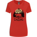 The Woods Calling Camping Trekking Bear Womens Wider Cut T-Shirt Red
