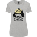 The Woods Calling Camping Trekking Bear Womens Wider Cut T-Shirt Sports Grey