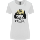 The Woods Calling Camping Trekking Bear Womens Wider Cut T-Shirt White
