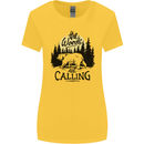 The Woods Calling Camping Trekking Bear Womens Wider Cut T-Shirt Yellow
