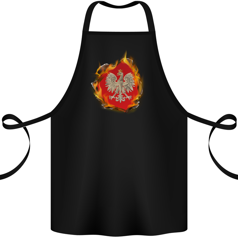 The of Polish Flag Fire Effect Poland Cotton Apron 100% Organic Black