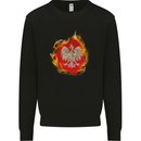 The of Polish Flag Fire Effect Poland Kids Sweatshirt Jumper Black