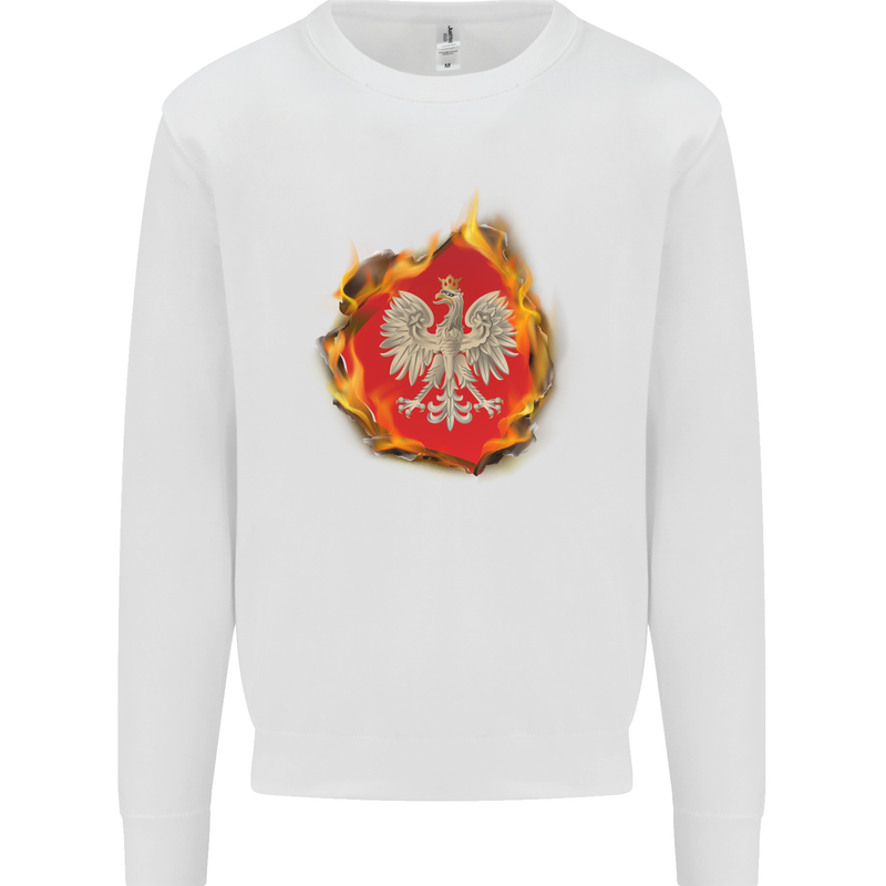 The of Polish Flag Fire Effect Poland Kids Sweatshirt Jumper White