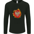 The of Polish Flag Fire Effect Poland Mens Long Sleeve T-Shirt Black