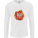 The of Polish Flag Fire Effect Poland Mens Long Sleeve T-Shirt White
