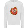 The of Polish Flag Fire Effect Poland Mens Sweatshirt Jumper White