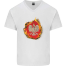 The of Polish Flag Fire Effect Poland Mens V-Neck Cotton T-Shirt White