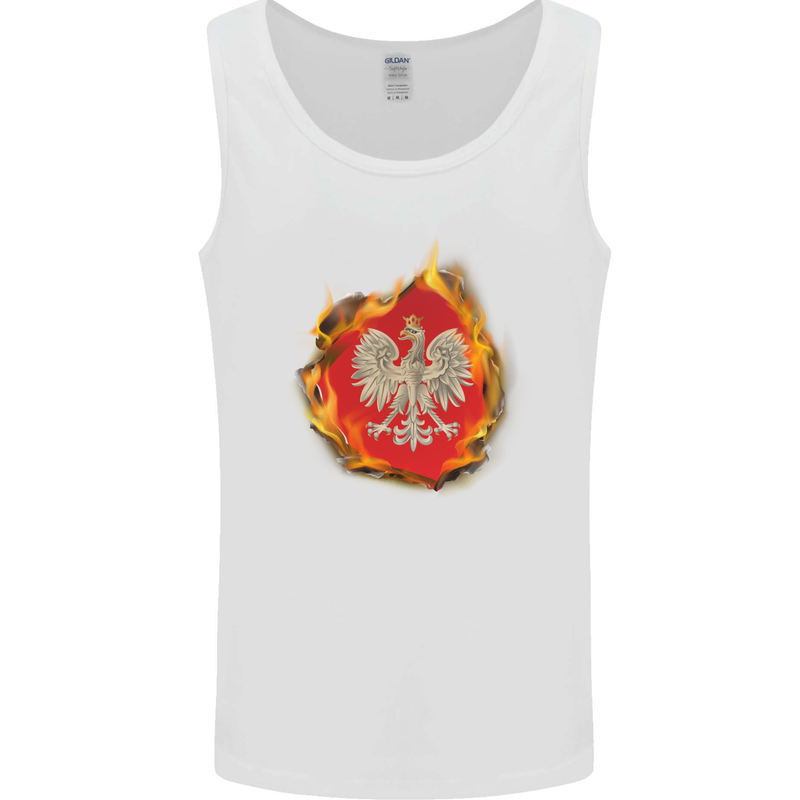 The of Polish Flag Fire Effect Poland Mens Vest Tank Top White